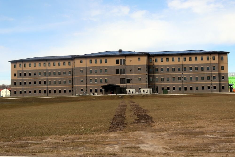Newly completed military training barracks building